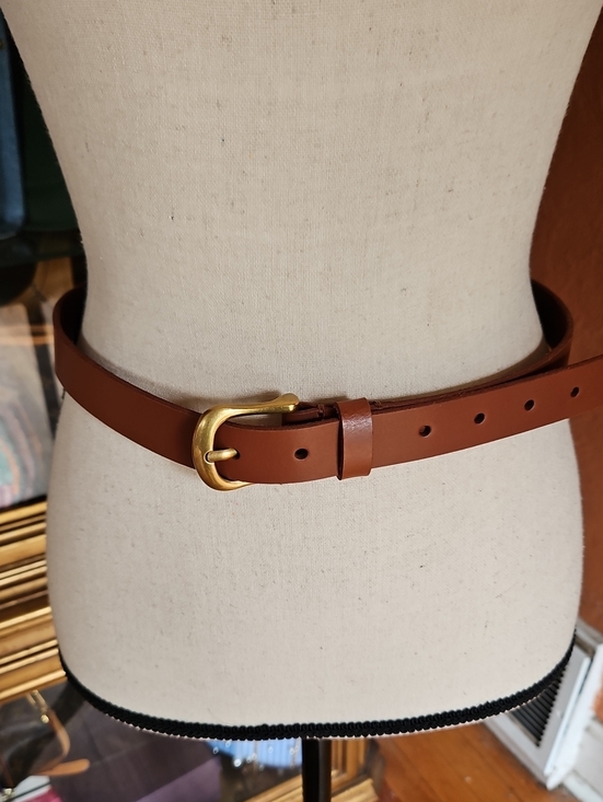 Frye Accessories - Frye Chestnut Leather Belt with Brass Buckle 1" Inch Wide